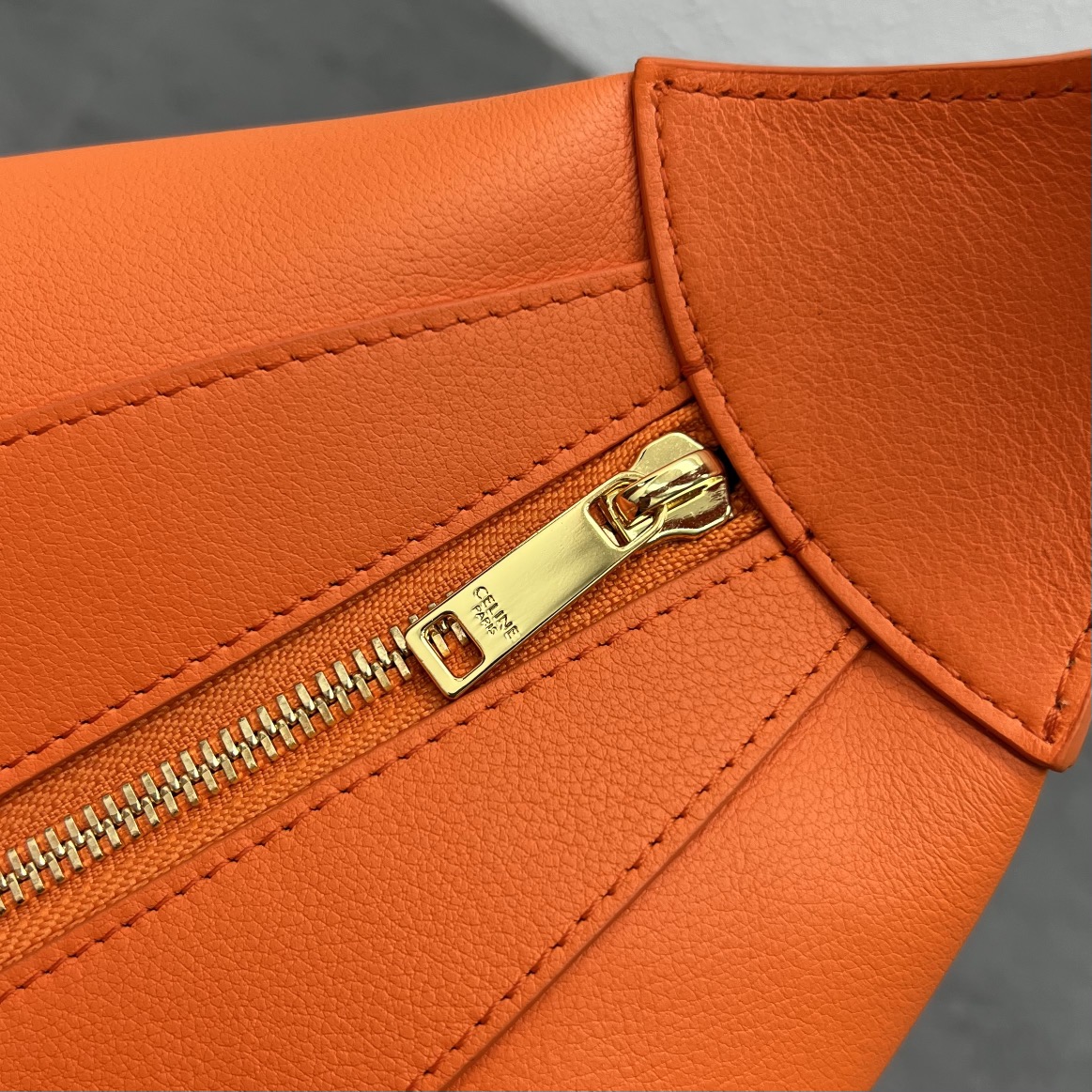 Celine Medium Romy Shoulder Bag Handbag In Supple Calfskin Orange 197443